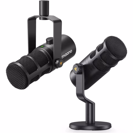 MAONOCASTER Professional Sound Card with 25mm Condenser Studio Microphones Podcast Audio Interface Live Streaming Bundle Mixers