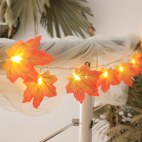 Maple Leaf String Light Holiday Decoration Outdoor Indoor String Lights Halloween Thanksgiving Fall Harvest Seasonal