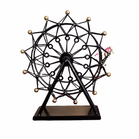 Metal Crafts Retro Antique Ferris Wheel Model Sculptures Wrought Ornaments Ferris Wheel Model for Wedding Gift Home Decoration