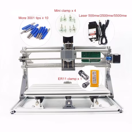 Mini CNC 3018 PRO CNC Engraving Machine PCB Milling Wood Carving Router Laser Engraver GRBL Control Power Supply 24V 5.6A