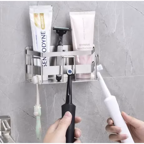 New Adhesive Stainless Steel 304 Wall Mounted Toothpaste Holder Toothbrush Holder Rack for Bathroom