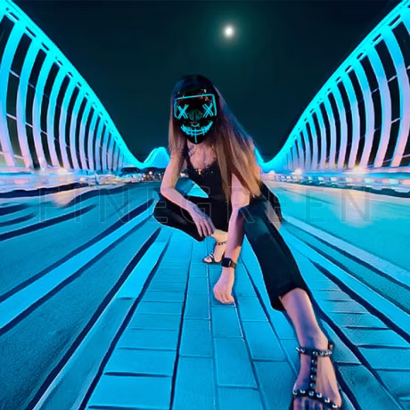 New hot sale popular music party Halloween lighting in the dark light mask led el wire glowing face mask
