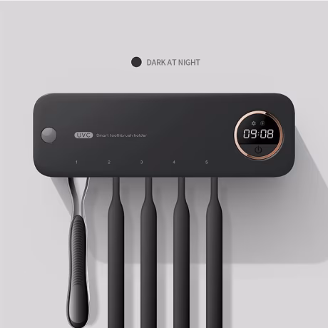 New Trends OEM 4000MAh UVC Toothbrush Sanitizer Cleaner Wall Mounted Timer Function Cordless Bathroom Toothbrush Holder