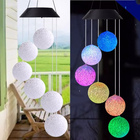Party Supplies For Valentine'S Day Color Changing Solar Power Wind Chime Spiral Spinner Crystal Decorative Ball Romantic Gift