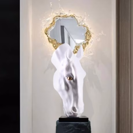 Porch Sculpture Decoration Resin Crafts Artifact Office Home Accessories Horse Head Sculpture Resin Craft Ornament