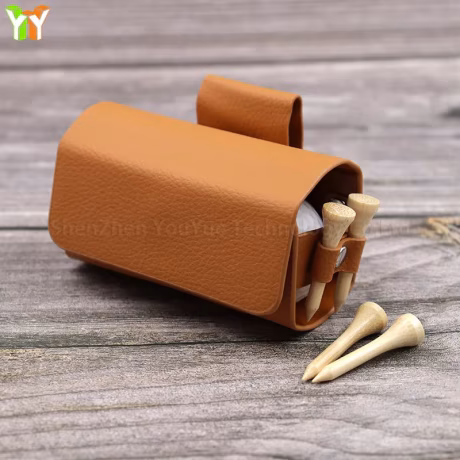 Portable Leather Golf Ball Holder Bag Golf Ball Storage Pouch Waist Belt Carrier Bag with Tee Holder