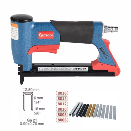 Professional Air Stapler Pneumatic Heavy Duty Staplers 6-16mm, 1/2'' Fine Crown Stapler 380/16 420 8016B