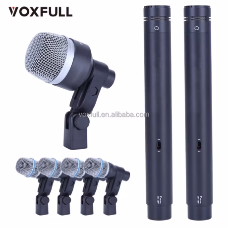 Professional condenser drum microphone kit musical instrument 7 pcs mic for livestream broadcast live show recording