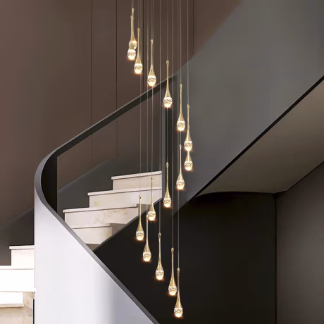 Raindrop Decoration New Luxury Modern Guzhen Lighting Clear Fixture for Living Room Stairs Crystal Chandelier