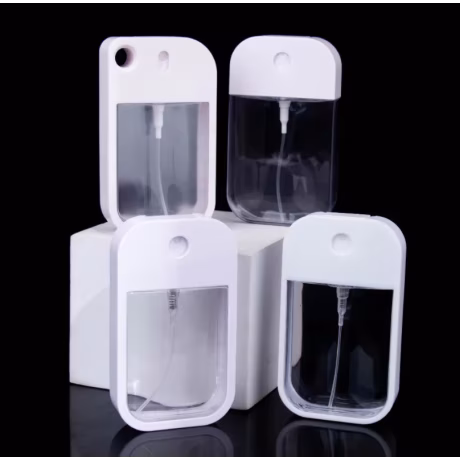 Reusable 30ml 50ml Credit card type plastic perfume spray bottle for liquid soap hand sanitizer