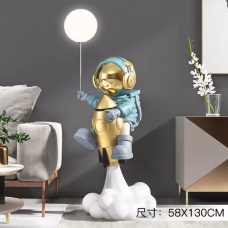Rocket Launching Astronaut Statue Light for Living Room Decoration Humanoid Sculpture Floor Lamps Spaceman Mars Lamp
