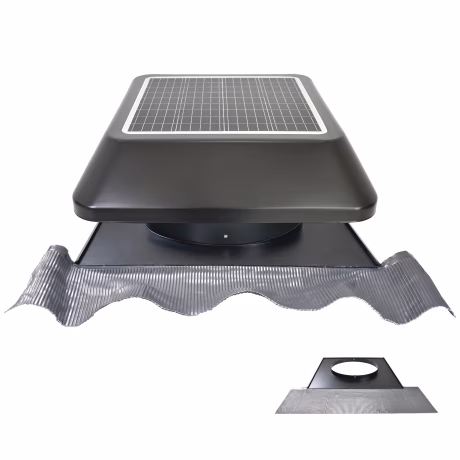 Roof Top Tunnel Green Air Vent 14'' 25W Solar Powered Attic Heat Extractor Air Circulator High Speed DC Ceiling Ventilation Fan