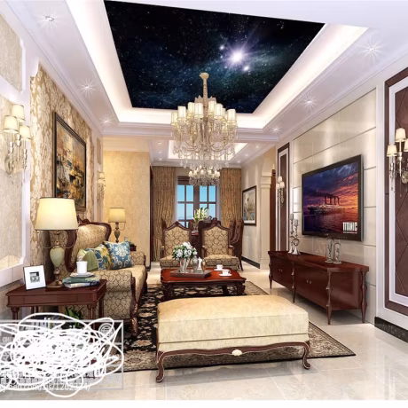 Royal Ceiling Wall Mural 3d Star Universe Design Glitter Wallpapers Specail Design For Ceiling Decor Wallpaper