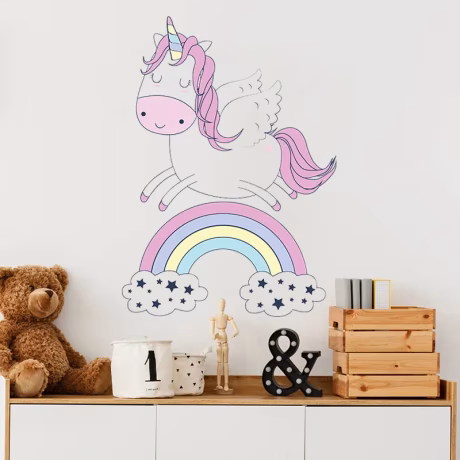 Self adhesive unicorn kids cartoon nursery home decorations stickers for wall