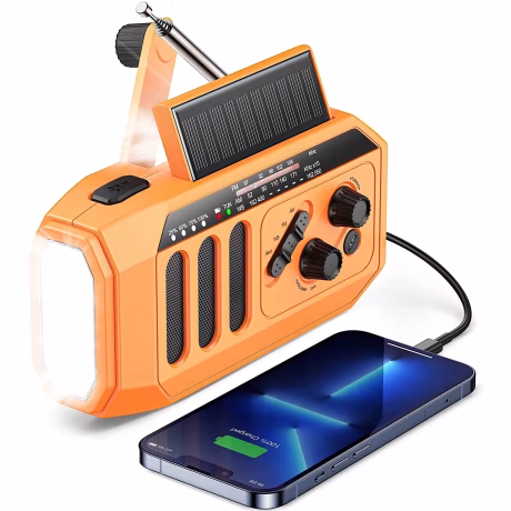 Solar Powered &amp; Crank Hand-Operated Power Portable Wireless Speaker with FM Radio USB/TF/FM/BT/TWS/LED Flashlight