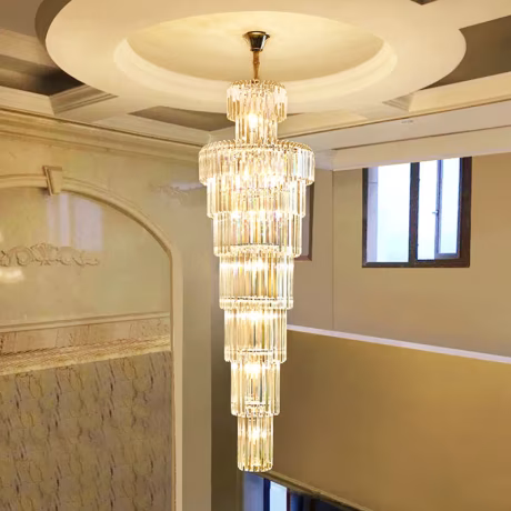 Spiral Design Long Crystal Chandeliers Led Light Ac110 220V Lustre Hanglamp Modern Staircase Lighting Fixtures