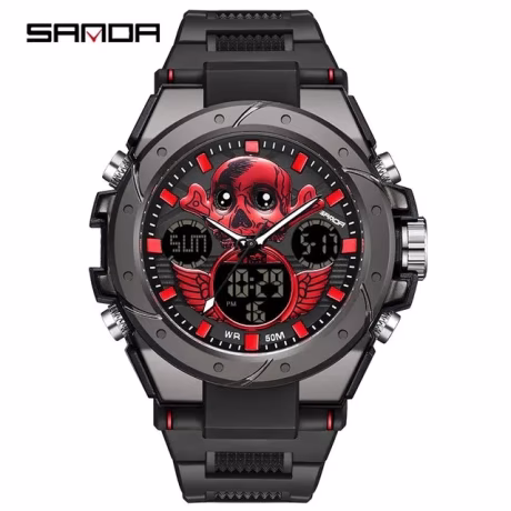 Sports Digital Movement Watch Sanda 6087 Men's Watches 50M Waterproof Shock For Male Digital Wristwatch Clock