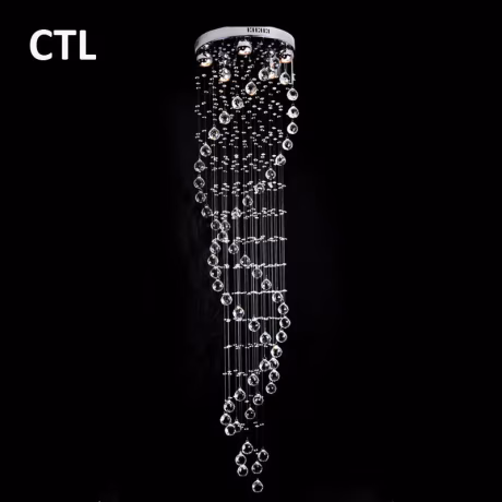 Staircase high ceilings cheap large long raindrop pendant light led hotel villa decorative modern luxury k9 crystal chandelier
