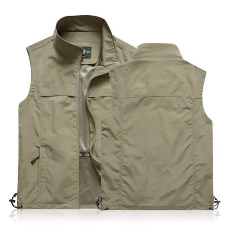 Stock multi-pocket fisherman vest Custom logo vest Fishing hiking reporter photography camping hunting men's vest