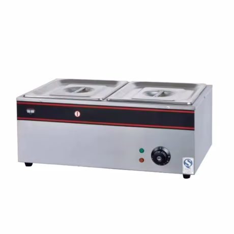 Table Counter Commercial Electric Buffet Hot Soup Food Warmer Bain Marie for Sale Top Stainless Steel Keeping Food Warm 2 Tray