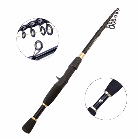 Telescopic fishing rod 2.4m Carbon Super Hard long sea boat casting spinning fishing rod