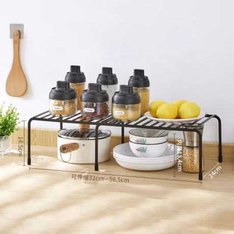 Telescopic shelving kitchen supplies mini stainless steel kitchen utensils shelf 2 layer seasoning storage rack