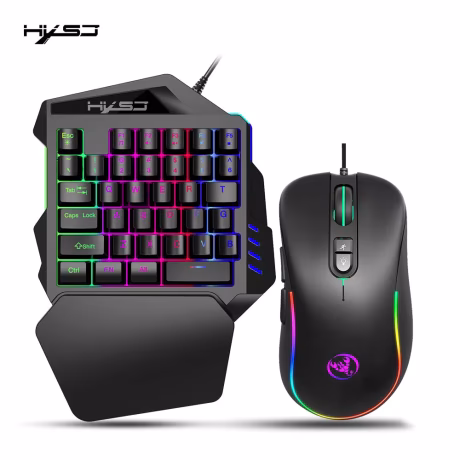 Top Quality Mobile Game One-handed Wired Keyboard Mouse Set RGB Lighting Programmable Gaming Wired Mouse