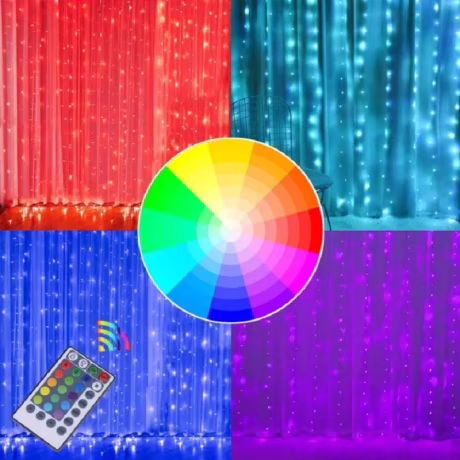 USB fairy curtain light 16 colors 8 modes soft wire 3*3m 300led remote control USB holiday christmas decorative curtain light