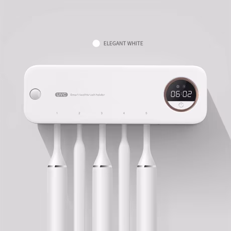 UVC Toothbrush Sanitizer Tooth Brush Sterilizer Cleaner Wall Mounted Timer Function Cordless Bathroom Toothbrush Holder