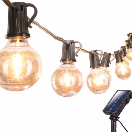 Weatherproof Patio Garden String Lights Commercial Grade 18FT 10 Sockets G40 Hanging Solar Lights Outdoor Solar String Lights