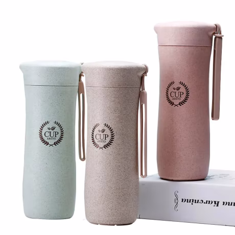 Wheat straw cup student portable take-away wheat cup gift water bottle