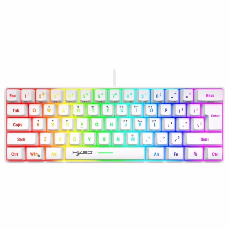 Wholesale for HXSJ V700 61 Keys RGB Lighting Gaming Wired Keyboard with White color Gaming Keyboard