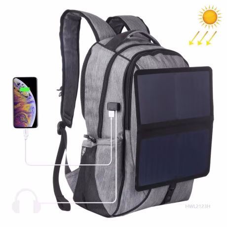 Wholesale OEM HAWEEL 14W Foldable Solar Power Outdoor Portable Canvas Dual Shoulders Laptop Backpack