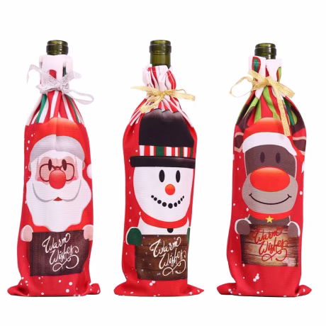 Wholesale Santa Claus Snowman Reindeer Christmas Wine Bottle Cover For Christmas Home Decorations