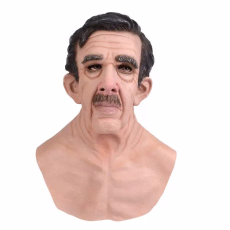 Wig old man dress Latex material Happy Halloween mask beard wig horror mask Latex headgear with neck mask Wholesale