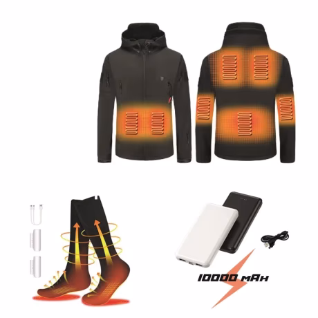 Winter Heated Outwear Warm Coat Charging Wlectric Heated Socks For Women Men USB Heated Jacket With Power Bank