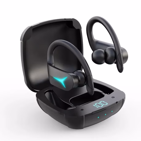 Wireless Earbuds Headphones with Charging Case Digital Display Sports Ear buds with Earhook Premium Deep Bass Over-Ear Earphones