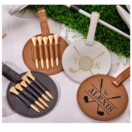 yy Personalized Golf Tee Holder-Engraved Golf Bag Tag- for Him-Golf Accessories