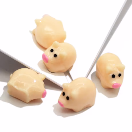100 Pieces Kawaii Mini Resin Pig Fairy Garden Miniatures Terrarium Figurines Gnome Decoration DIY Craft Handmade Accessories
