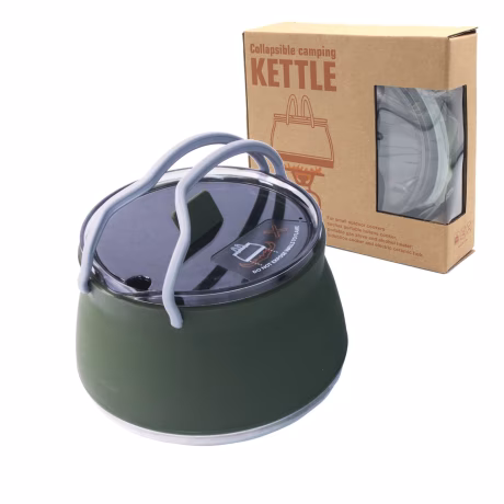 1L Outdoor and Indoor Silicone + Stainless steel Water Kettle Folding Cooking Stock Pot