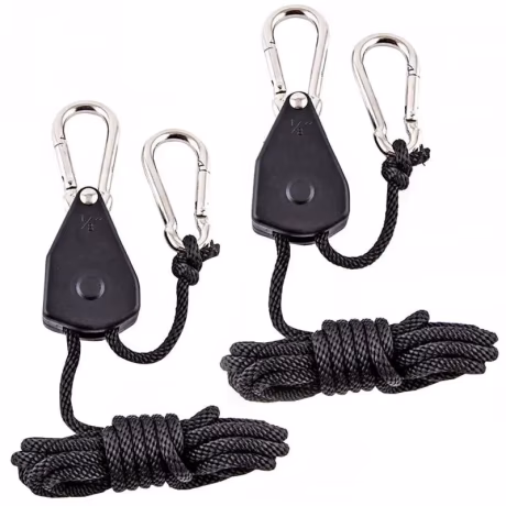 2 Pair of 1/8" Heavy Duty Adjustable Grow Light Ratchet Rope Hanger Yoyo for Grow Light Fixtures &amp; Gardening