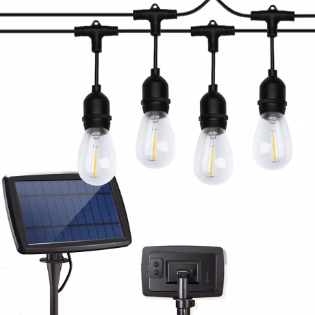 20LED Solar E26 Socket S14 Outdoor Patio String Light Bulbs Waterproof IP65 Connectable Dimmable Patio Lights for Grade