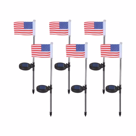 2pcs/set Outdoor LED solar American flag light lawn torch light for Independence Day courtyard garden decoration night light