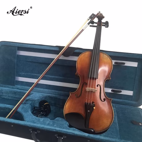 4/4 flame maple all handmade professional violin with oil painting &amp; antique cremona yellow brown