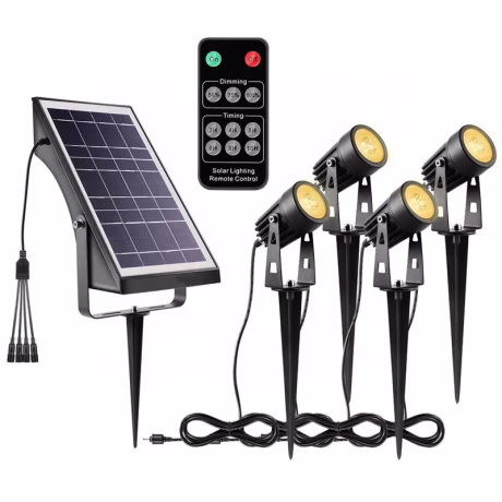 4W DC6V RF remote control solar garden LED lawn light, outdoor garden lamp with DC port charging cable