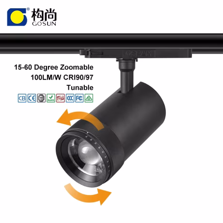 5 years warranty aluminium CE/ROHS/CB/SAA/CCC 20w 3 phase 4 wires 15-60 degrees zoom led track light spot lighting