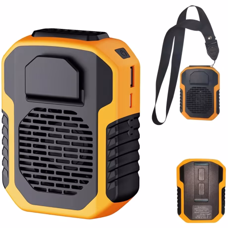6000mAh Portable Waist Clip Fan Necklace Fan 2 in 1,Rechargeable belt clip fan with USB port for Outdoor Works, Farm, Hiking