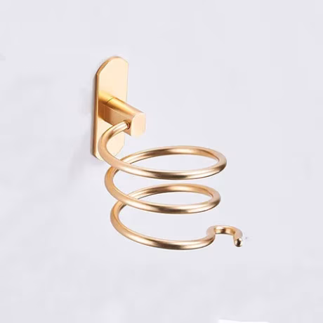 Aluminum Hair Dryer Holder Self-adhesive Bathroom Shelf Mounted Hairdryer Storage Rack Blower Organizer