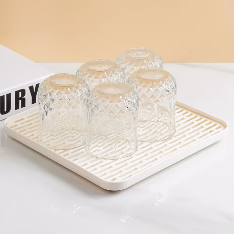 Bathroom kitchen sink rectangle serving tea draining board cup drying rack plastic dish drain tray for household
