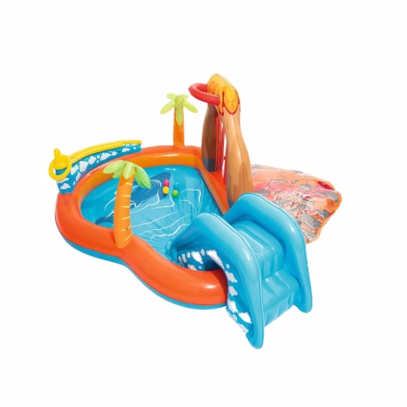 Bestway 53069 Lava Lagoon Recreation Center PVC Inflatable Swimming Pool With Slide
